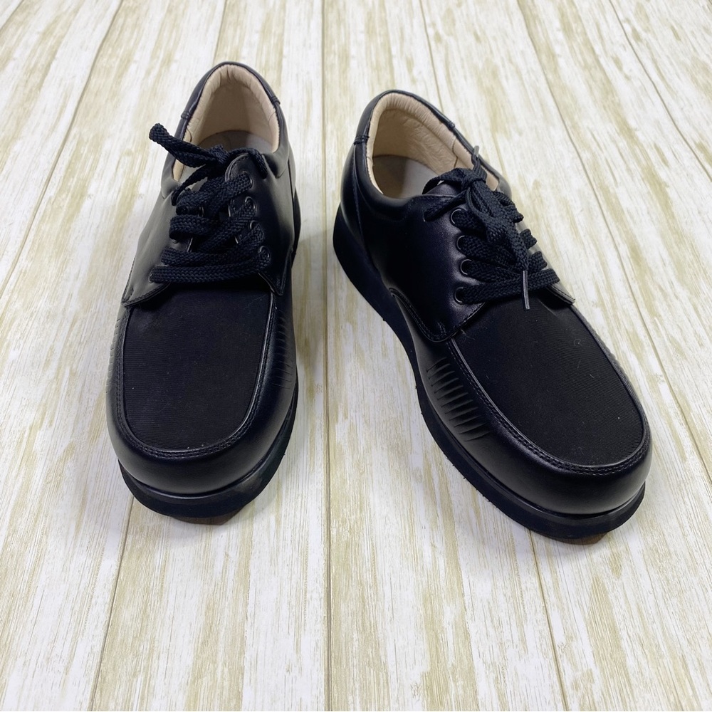 Mt Emey Apis Black Leather Lycra Orthopedic Comfort Shoes